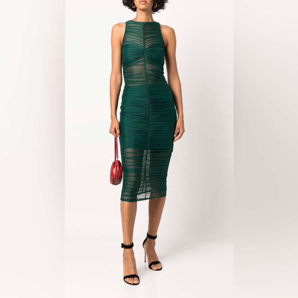FLEUR DU MAL
Ruched-Detail High-Neck Midi Dress